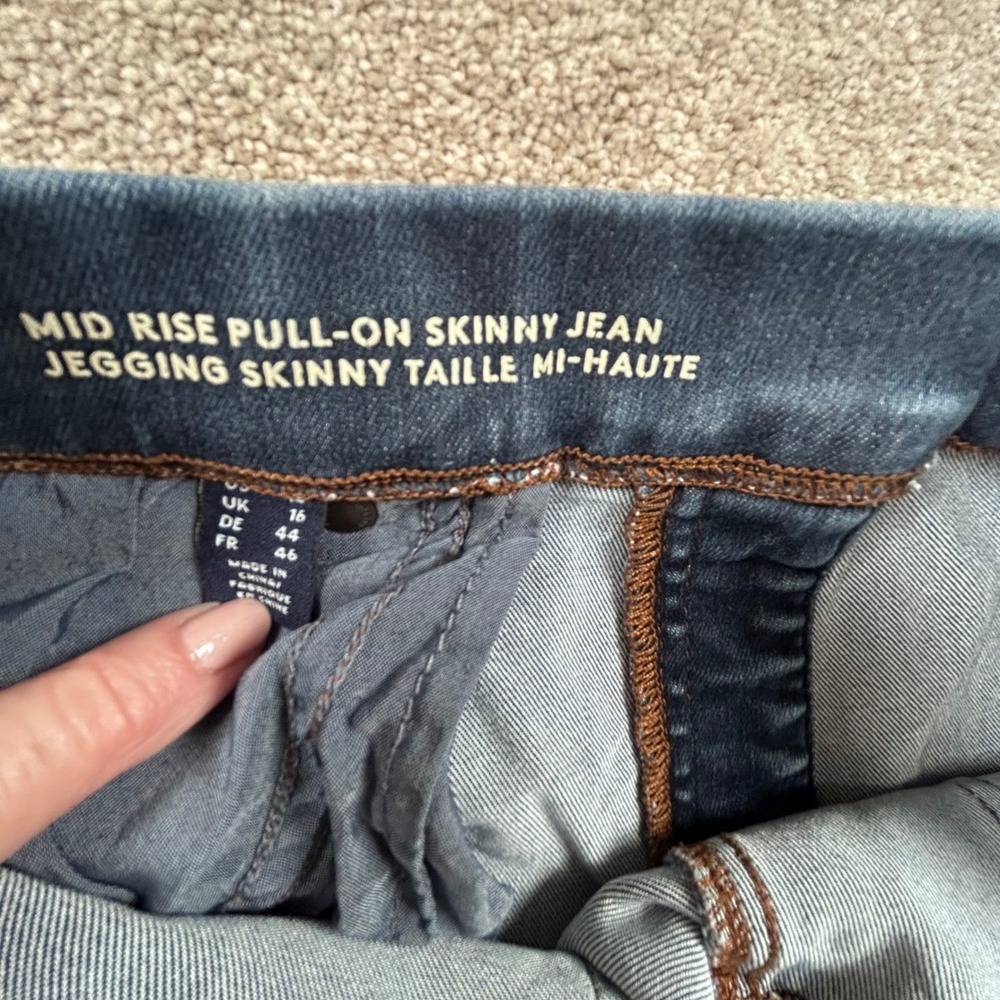 Lands' End Womens Mid Rise Pull On Skinny Jeans Jeggings Dark Wash Size 16 32 - Picture 6 of 9